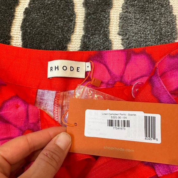 Rhode Linen Campbell Pants Scarlet Size 4 NWT - Picture 7 of 11
